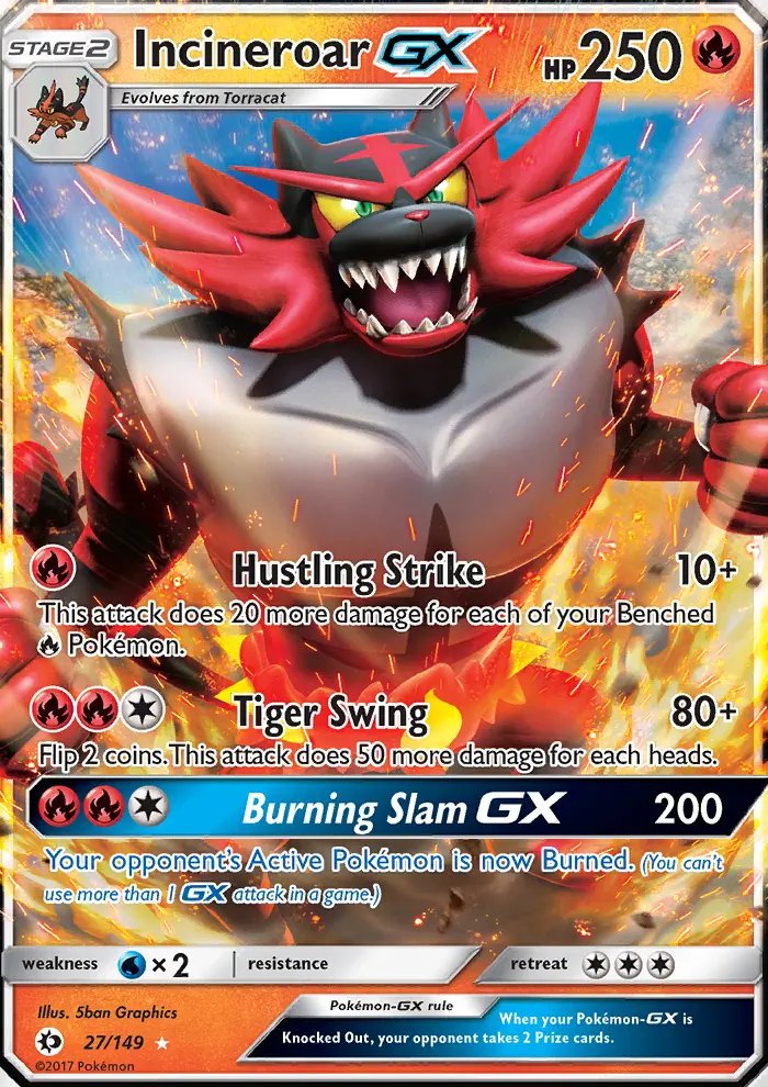 Incineroar GX Ultra Rare Pokemon card #27 from Sun & Moon