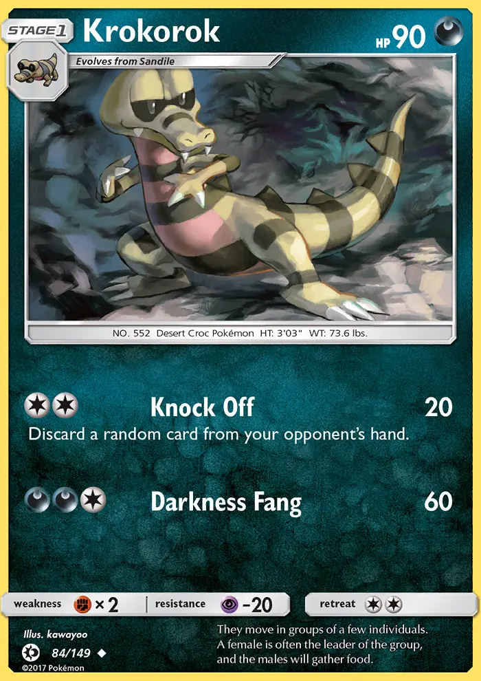 Krokorok Uncommon Pokemon card #84 from Sun & Moon