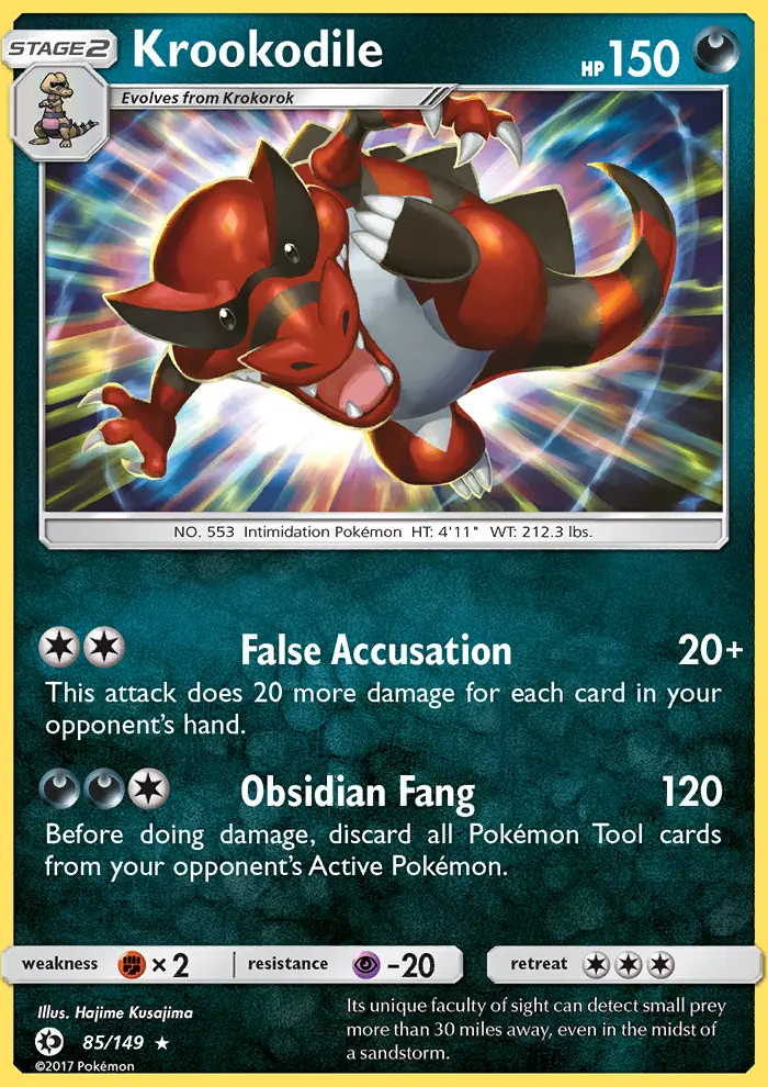 Krookodile Rare Pokemon card #85 from Sun & Moon