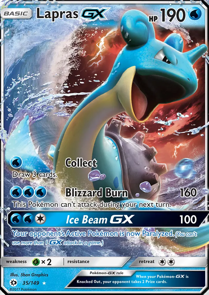 Lapras GX Ultra Rare Pokemon card #35 from Sun & Moon