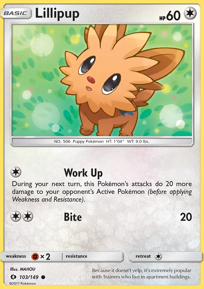 Lillipup Common Pokemon card #103 from Sun & Moon
