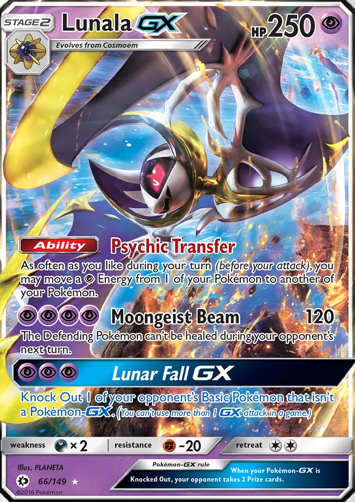 Lunala GX Ultra Rare Pokemon card #66 from Sun & Moon