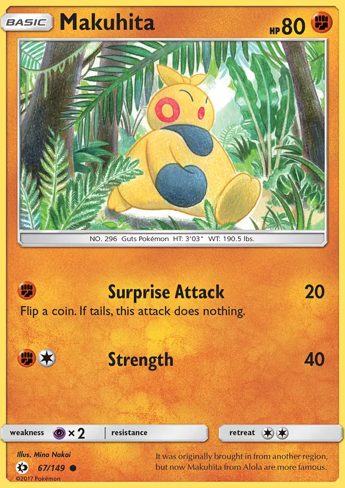 Makuhita Common Pokemon card #67 from Sun & Moon