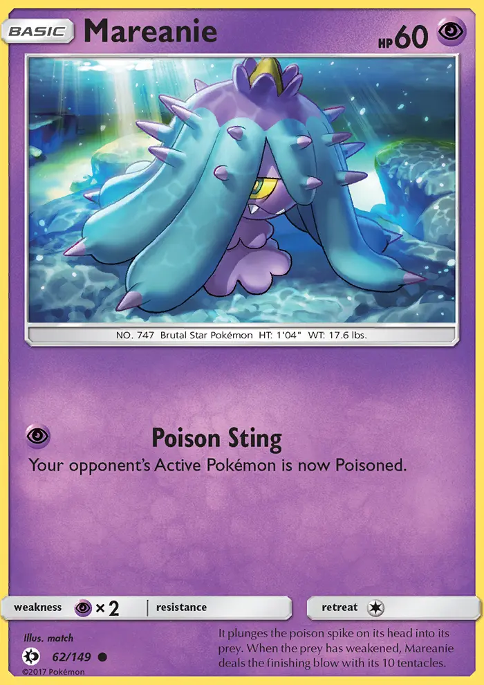 Mareanie Common Pokemon card #62 from Sun & Moon