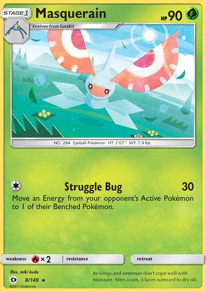 Masquerain Rare Pokemon card #8 from Sun & Moon