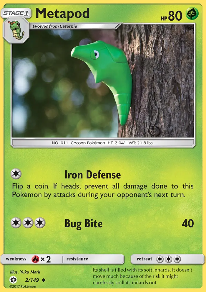 Metapod Uncommon Pokemon card #2 from Sun & Moon