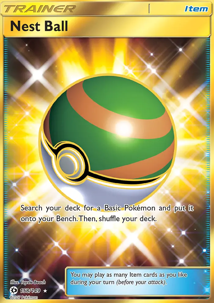 Nest Ball Secret Rare Pokemon card #158 from Sun & Moon