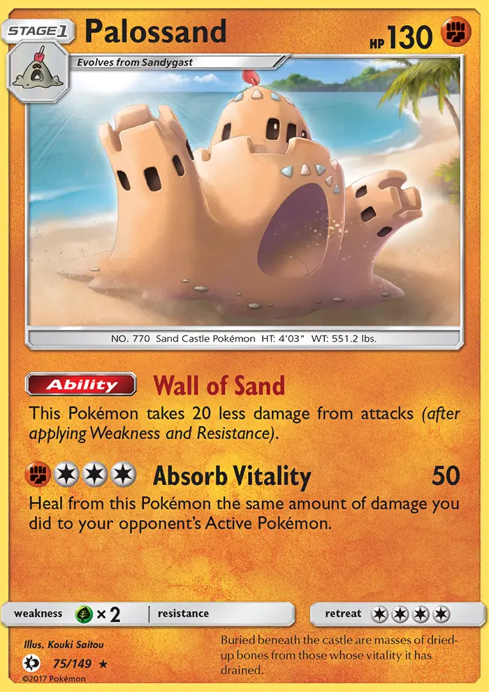 Palossand Rare Pokemon card #75 from Sun & Moon