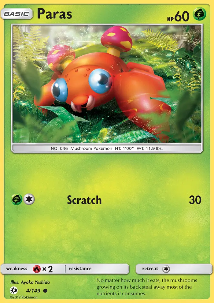 Paras Common Pokemon card #4 from Sun & Moon
