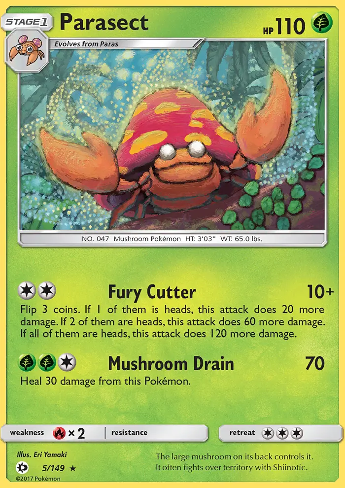 Parasect Rare Pokemon card #5 from Sun & Moon
