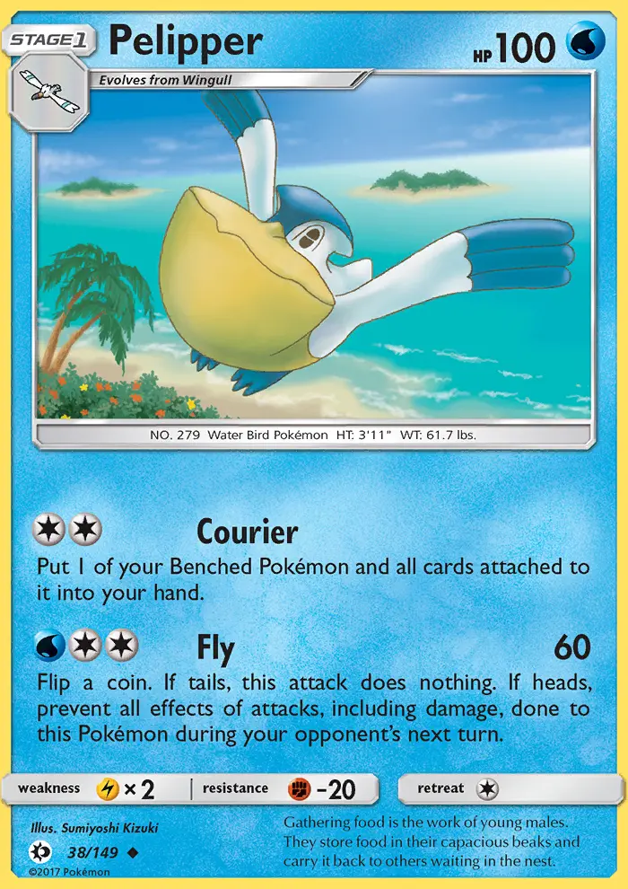 Pelipper Uncommon Pokemon card #38 from Sun & Moon