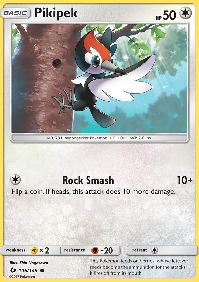 Pikipek Common Pokemon card #106 from Sun & Moon