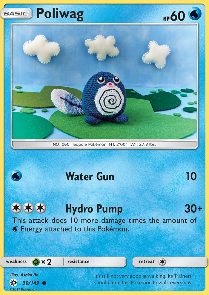 Poliwag Common Pokemon card #30 from Sun & Moon