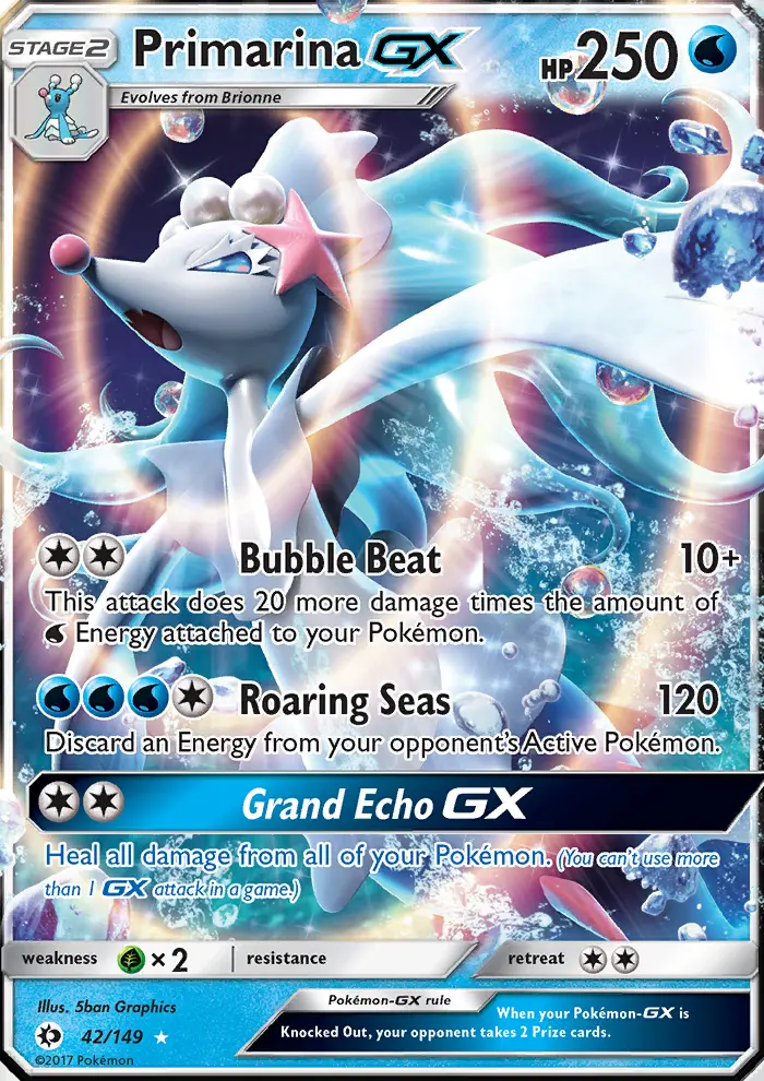 Primarina GX Ultra Rare Pokemon card #42 from Sun & Moon
