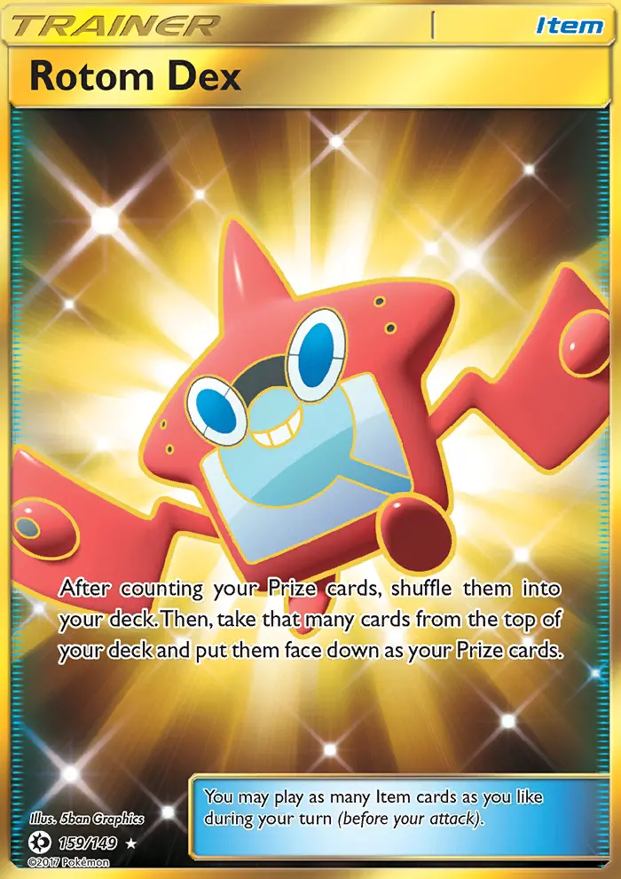 Rotom Dex Secret Rare Pokemon card #159 from Sun & Moon