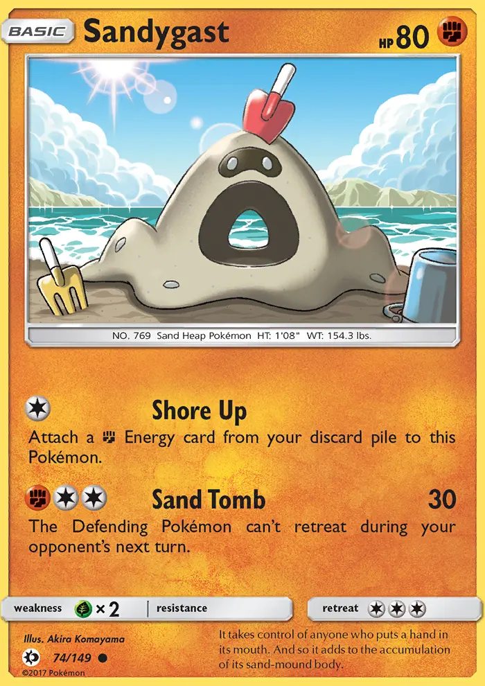 Sandygast Common Pokemon card #74 from Sun & Moon