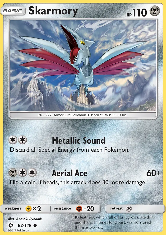 Skarmory Common Pokemon card #88 from Sun & Moon