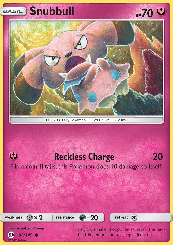 Snubbull Common Pokemon card #90 from Sun & Moon
