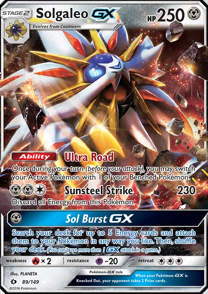 Solgaleo GX Ultra Rare Pokemon card #89 from Sun & Moon