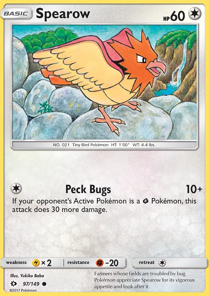 Spearow Common Pokemon card #97 from Sun & Moon
