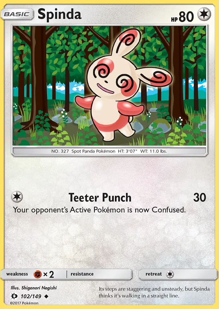 Spinda Uncommon Pokemon card #102 from Sun & Moon