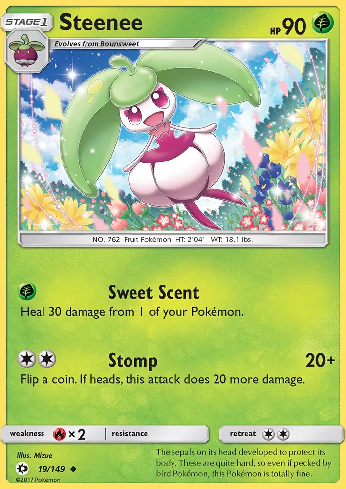 Steenee Uncommon Pokemon card #19 from Sun & Moon
