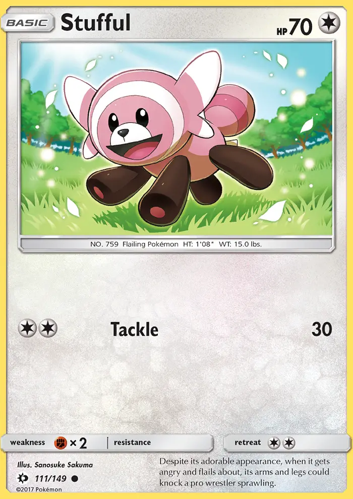 Stufful Common Pokemon card #111 from Sun & Moon