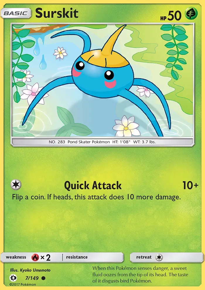 Surskit Common Pokemon card #7 from Sun & Moon