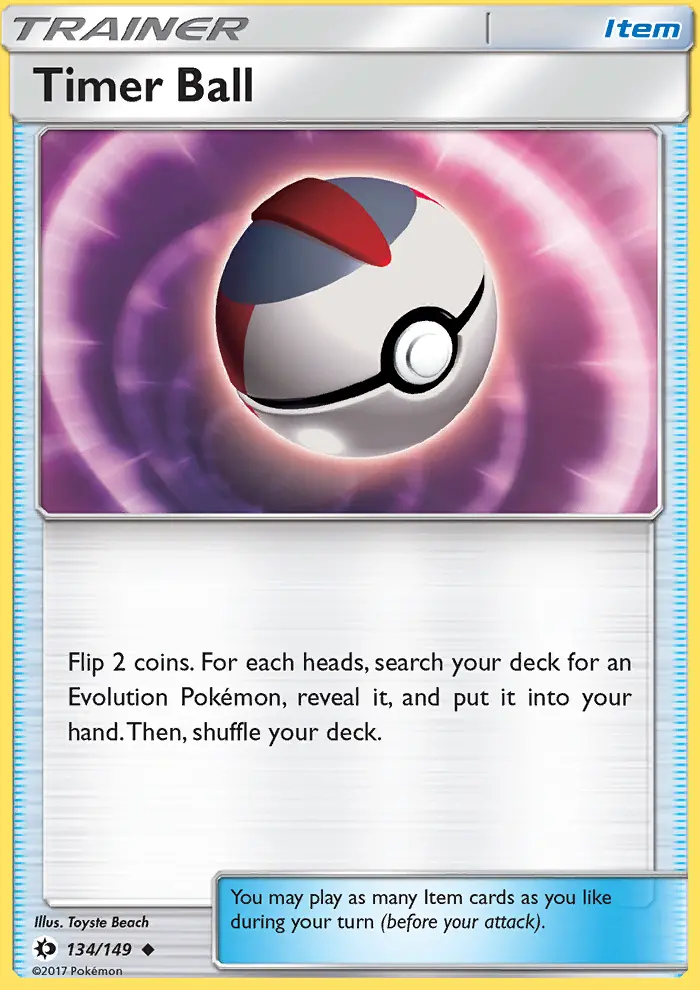 Timer Ball Uncommon Pokemon card #134 from Sun & Moon