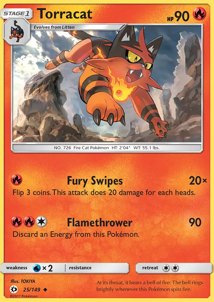 Torracat Uncommon Pokemon card #25 from Sun & Moon