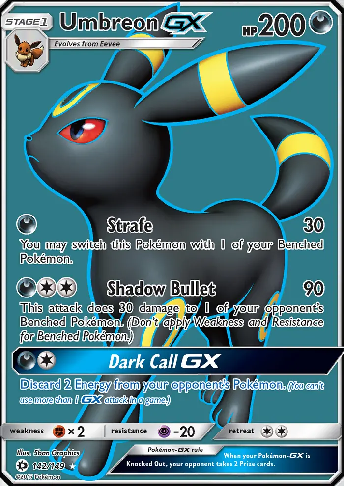 Umbreon GX Ultra Rare Pokemon card #142 from Sun & Moon