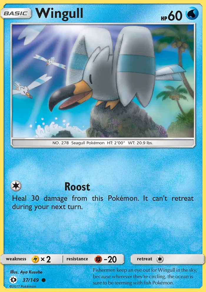 Wingull Common Pokemon card #37 from Sun & Moon