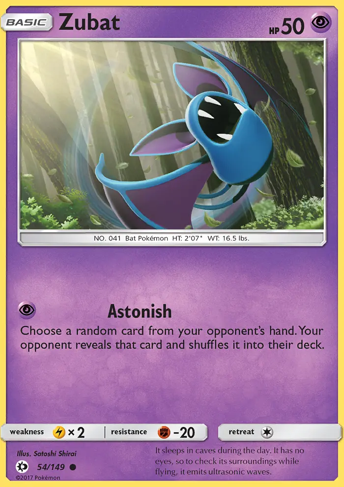 Zubat Common Pokemon card #54 from Sun & Moon