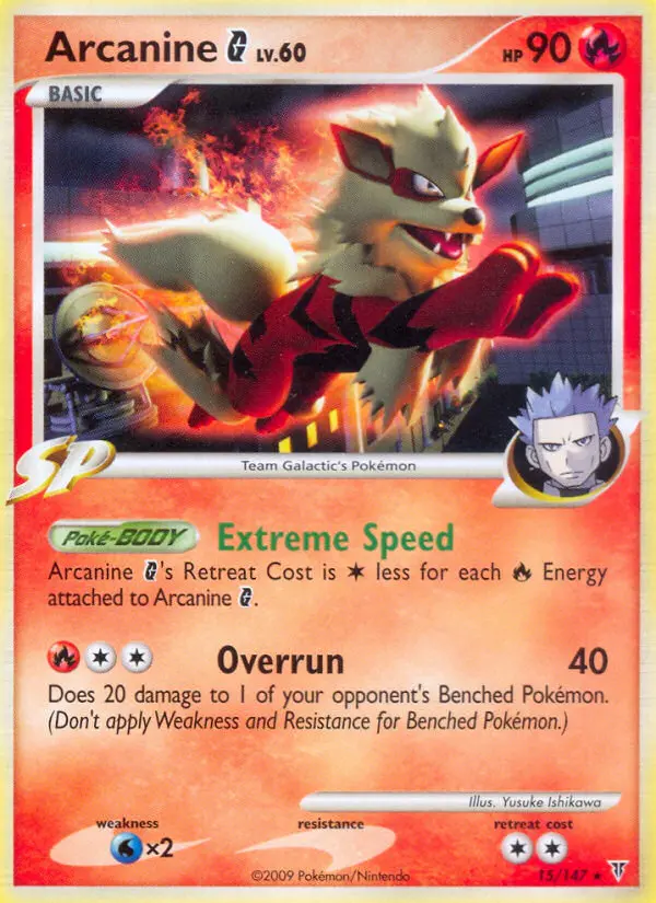 Arcanine G Rare Pokemon card #15 from Supreme Victors