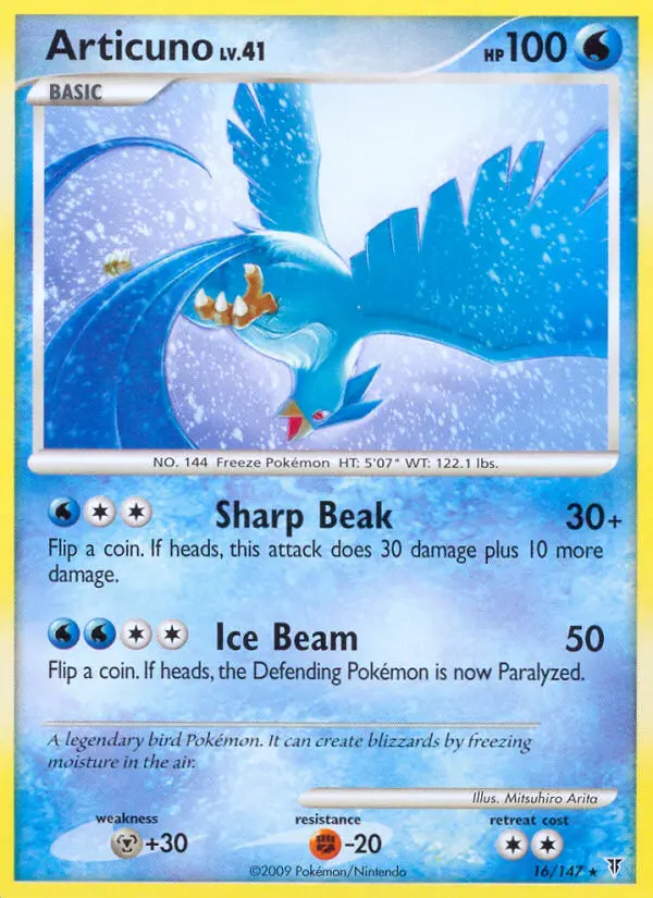 Articuno Rare Pokemon card #16 from Supreme Victors