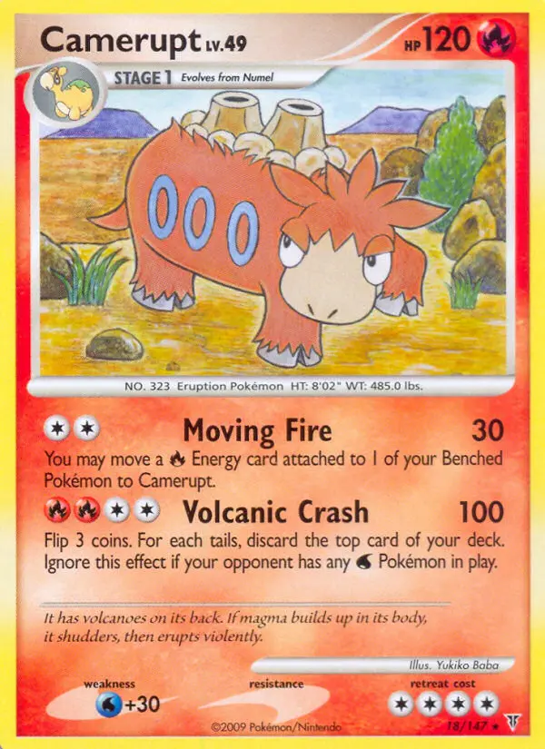 Camerupt Rare Pokemon card #18 from Supreme Victors