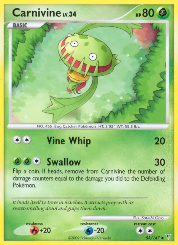 Carnivine Uncommon Pokemon card #53 from Supreme Victors