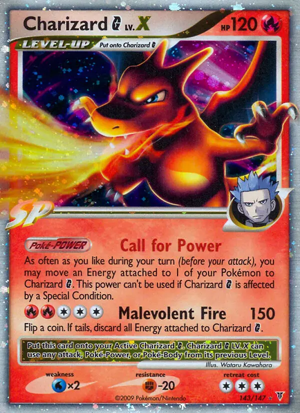 Charizard G Rare Holo LV.X Pokemon card #143 from Supreme Victors