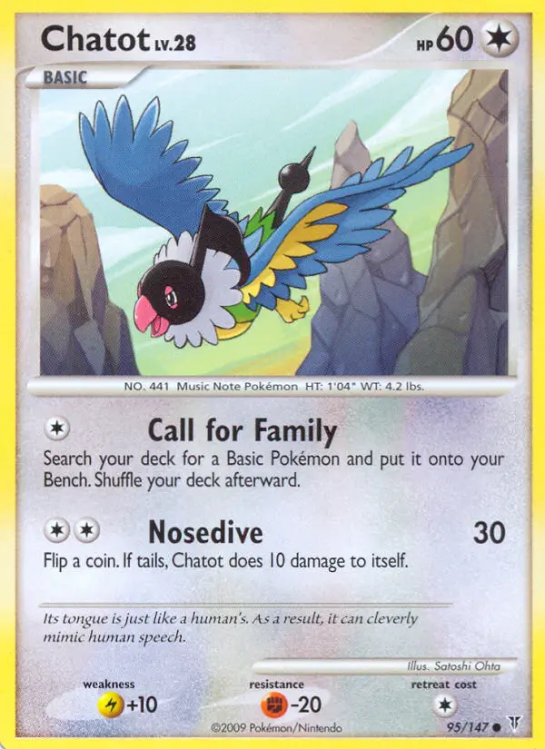 Chatot Common Pokemon card #95 from Supreme Victors
