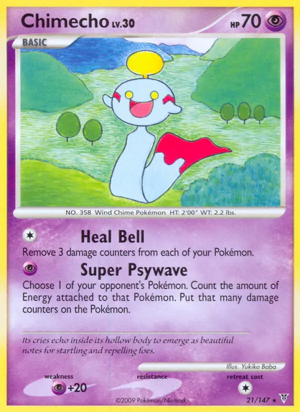 Chimecho Rare Pokemon card #21 from Supreme Victors