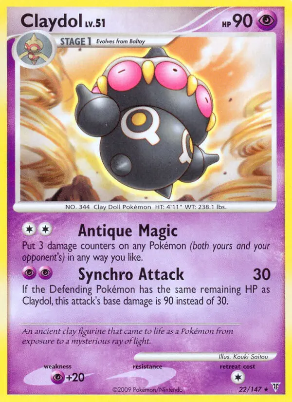 Claydol Rare Pokemon card #22 from Supreme Victors