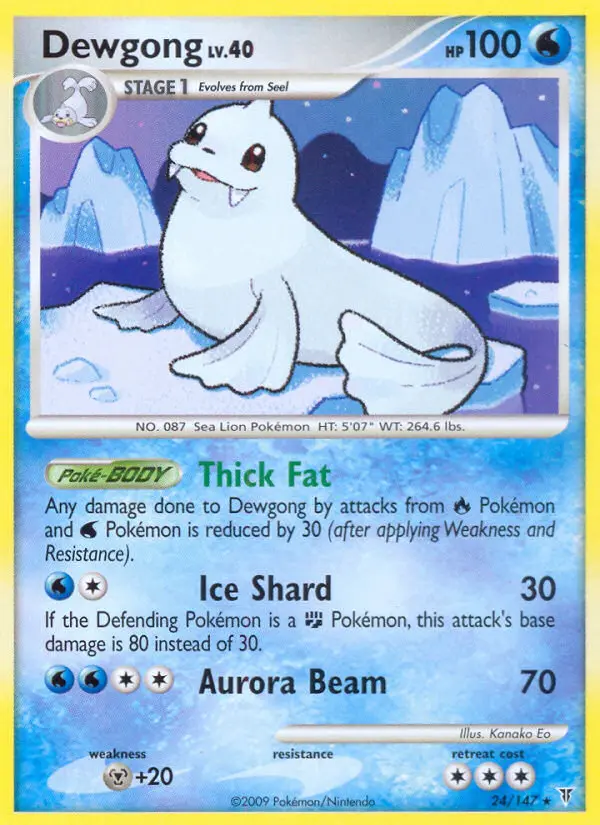 Dewgong Rare Pokemon card #24 from Supreme Victors