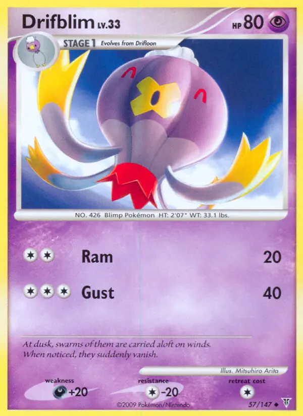 Drifblim Uncommon Pokemon card #57 from Supreme Victors