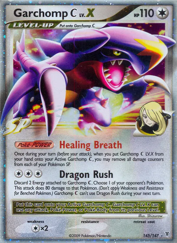 Garchomp C Rare Holo LV.X Pokemon card #145 from Supreme Victors