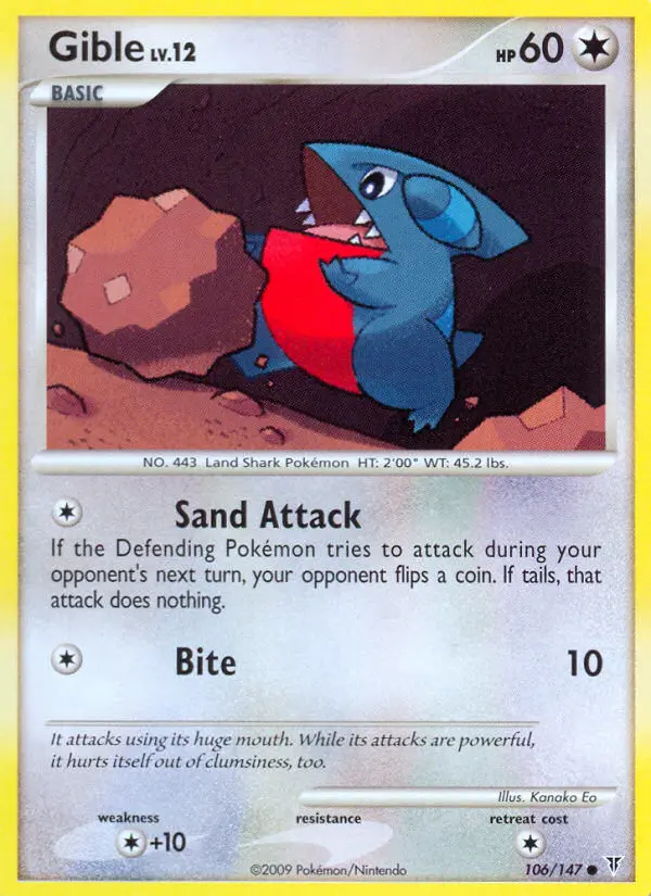 Gible Common Pokemon card #106 from Supreme Victors