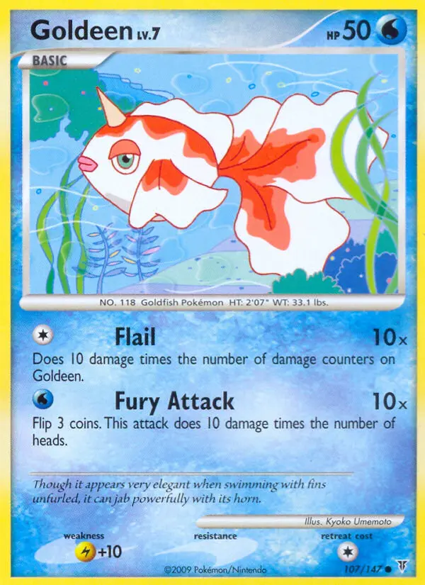 Goldeen Common Pokemon card #107 from Supreme Victors