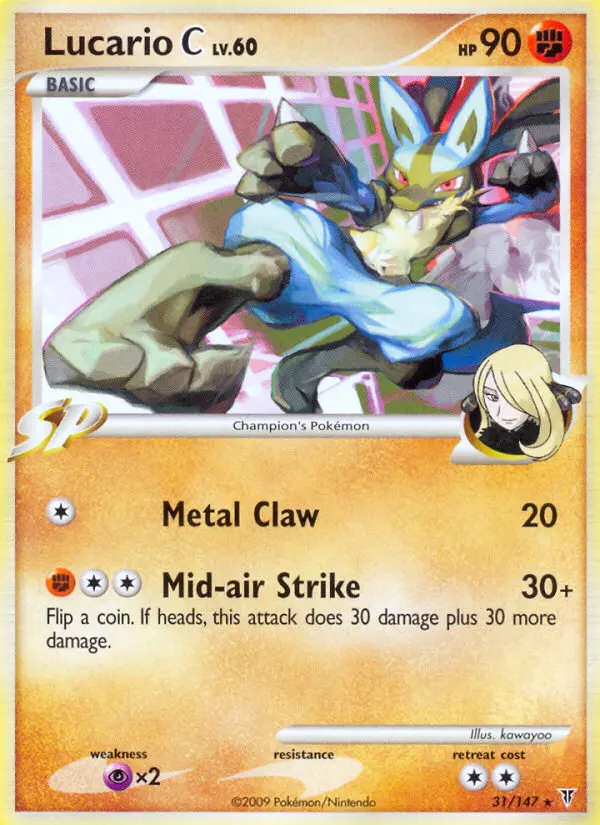 Lucario C Rare Pokemon card #31 from Supreme Victors
