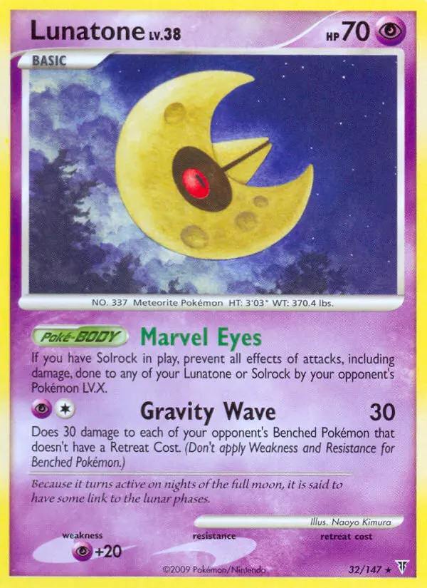 Lunatone Rare Pokemon card #32 from Supreme Victors