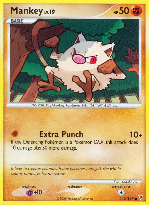 Mankey Common Pokemon card #112 from Supreme Victors
