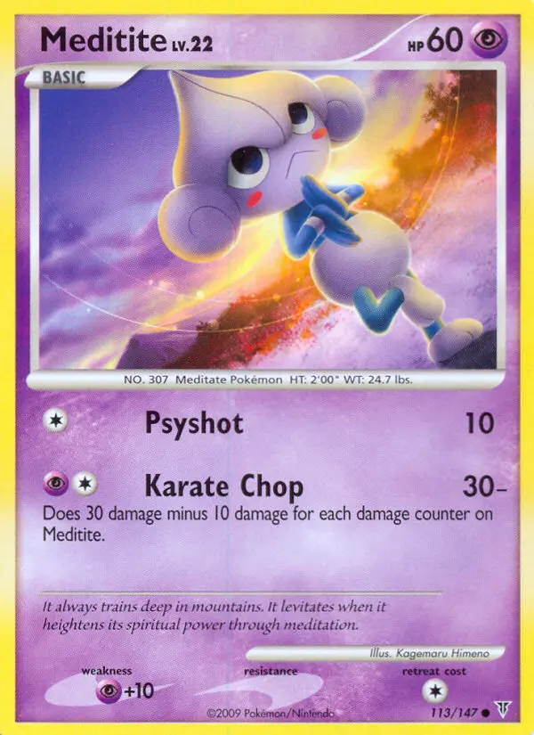 Meditite Common Pokemon card #113 from Supreme Victors